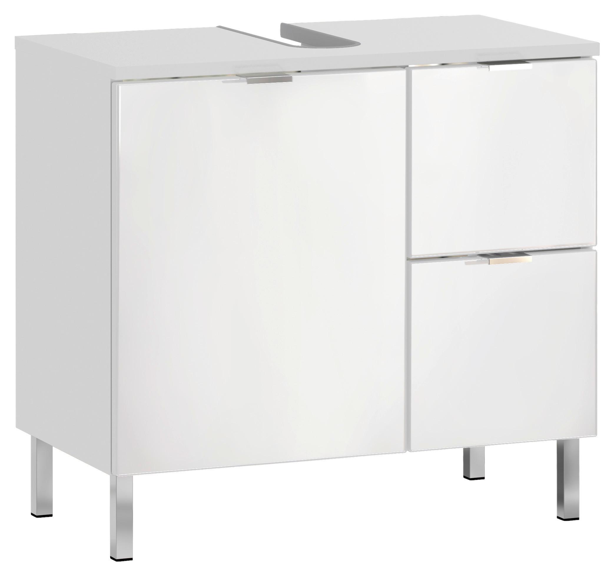 Waschbeckenunterschrank Mauresa B: 60 cm Weiß - Chromfarben/Weiß, KONVENTIONELL, Holzwerkstoff (60/56/34cm) - Germania