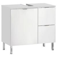 Waschbeckenunterschrank Mauresa B: 60 cm Weiß - Chromfarben/Weiß, KONVENTIONELL, Holzwerkstoff (60/56/34cm) - Germania