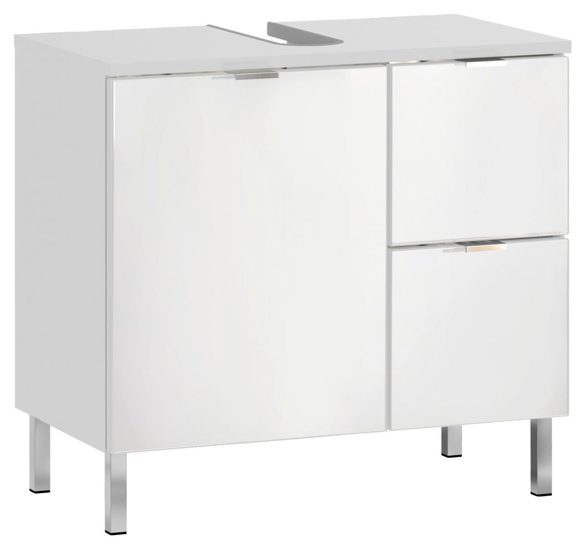 Waschbeckenunterschrank Mauresa B: 60 cm Weiß - Chromfarben/Weiß, KONVENTIONELL, Holzwerkstoff (60/56/34cm) - Germania