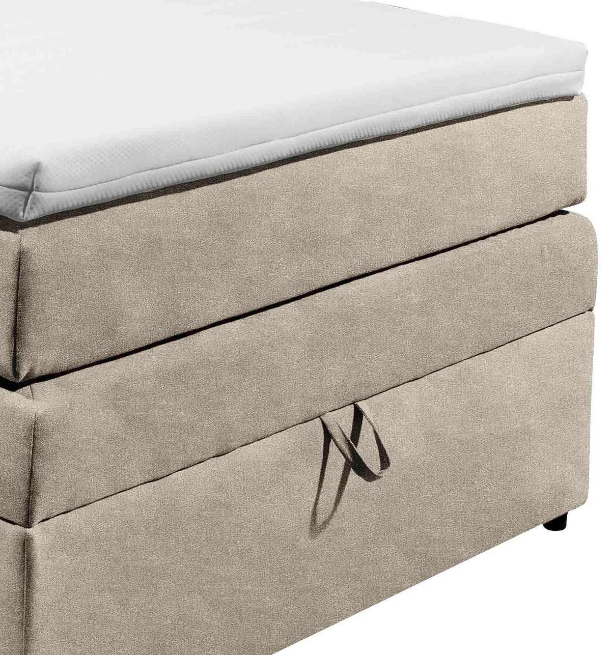 Boxspringbett Mit Topper & Bettkasten 120x200 Tacoma 3 - Sandfarben, KONVENTIONELL, Textil (120/200cm) - MID.YOU