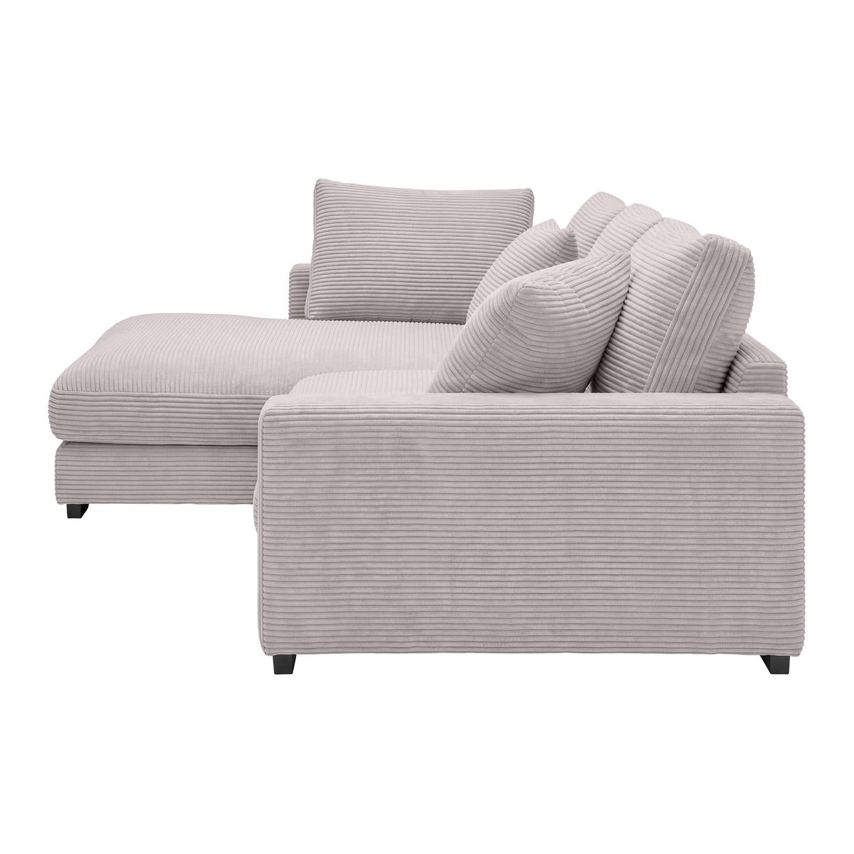 Rohová sedačka PEDRO, levá, růžový manšestr - růžová/černá, Moderní, textil/plast (190/300cm) - Mömax