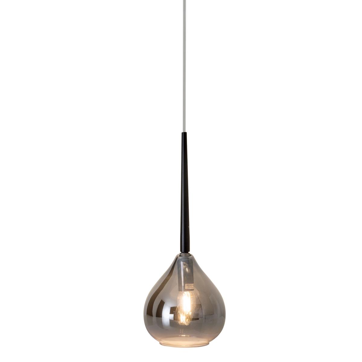 Hängeleuchte Vaso H: 136 Cm 1-Flammig, Glasschirm - Anthrazit/Schwarz, Design, Glas/Kunststoff (136/16cm) - Näve