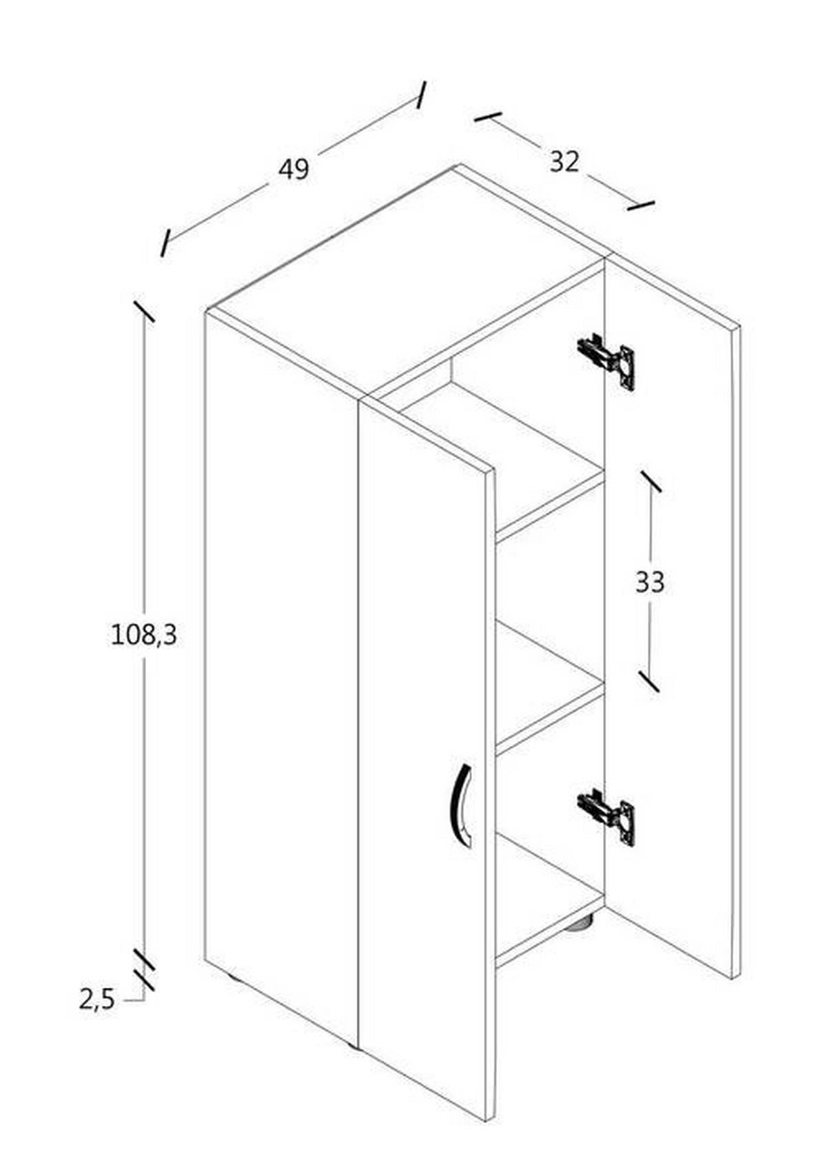Aktenschrank Stehend Ulas 3 Honigeiche Dekor B: 49 cm - Honigeiche, MODERN, Holzwerkstoff (49/108/34cm) - MID.YOU