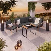 LOUNGEGARNITUR MAROKKO - Dunkelgrau/Naturfarben, Basics, Kunststoff/Textil (218/179cm) - Beldano