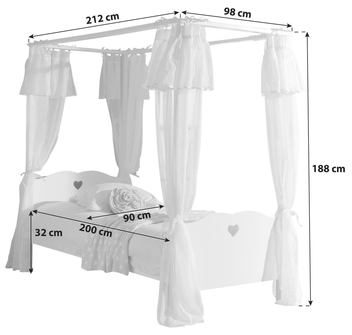 Postel s nebesy AMORI bílá - bílá, Konvenční, kompozitní dřevo/textil (90/200cm) - MID.YOU