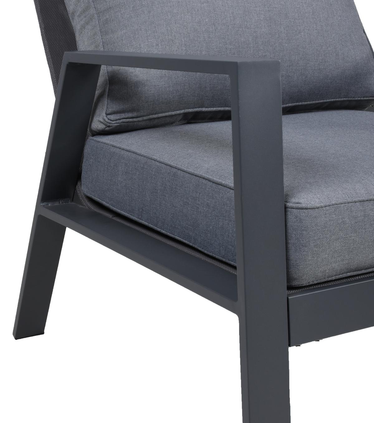 Gartenset Victoria - Anthrazit/Grau, Basics, Kunststoff/Textil - Gardenson