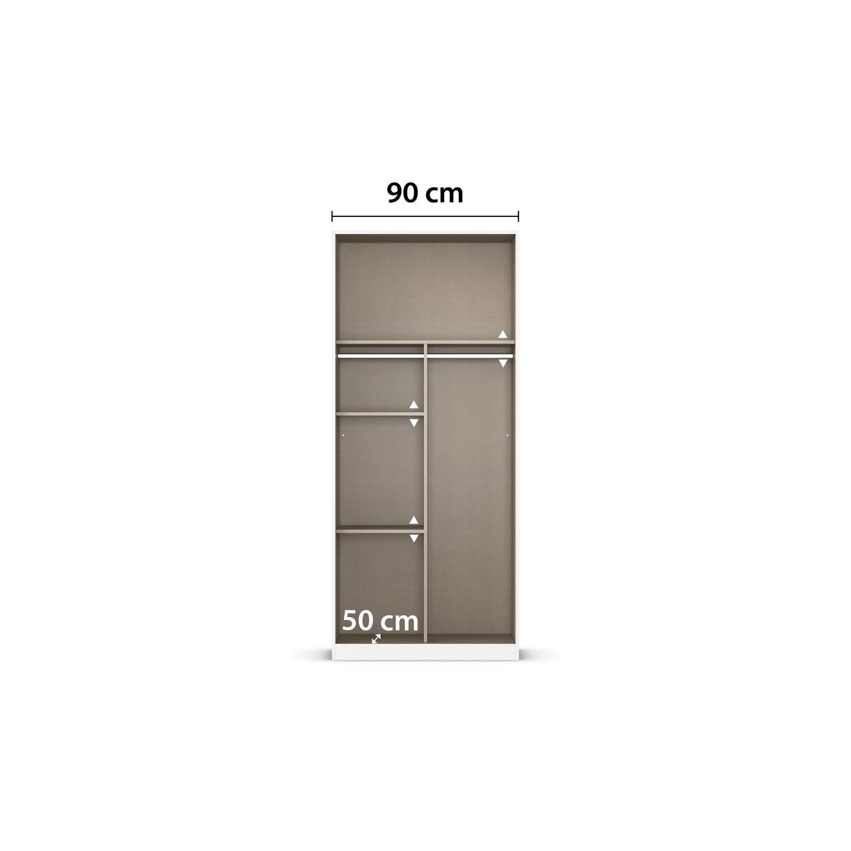 Kleiderschrank Reflect inkl. Inneneinteilung, 2 Körbe - Silberfarben/Eiche Artisan, MODERN, Holzwerkstoff (91/210/54cm)