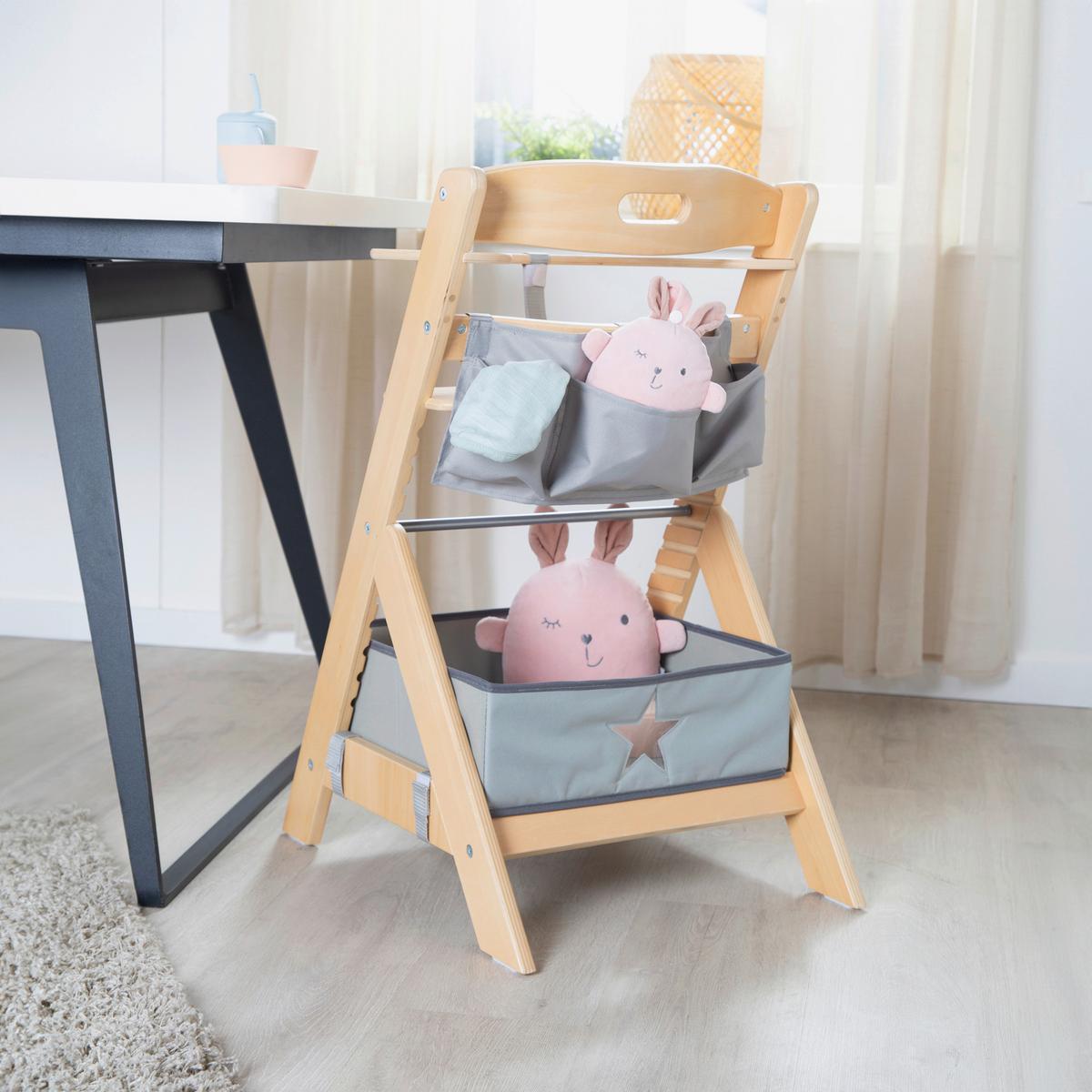 Hochstuhl höhenverstellbar natur lackiert - Naturfarben, MODERN, Holzwerkstoff/Textil (44,5/80/54cm) - Roba