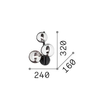 Wandleuchte Bianco Weiß Messingfarben B: 24 cm - Messingfarben/Weiß, Design, Glas/Metall (24/32/16cm) - Ideal Lux