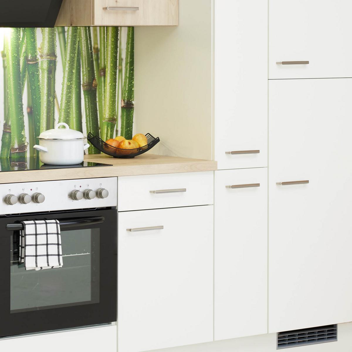 Küchenzeile Ip1200 ohne Geräte 310 cm Weiß/Eiche Dekor - Eichefarben/Weiß, Basics, Holzwerkstoff (310cm)
