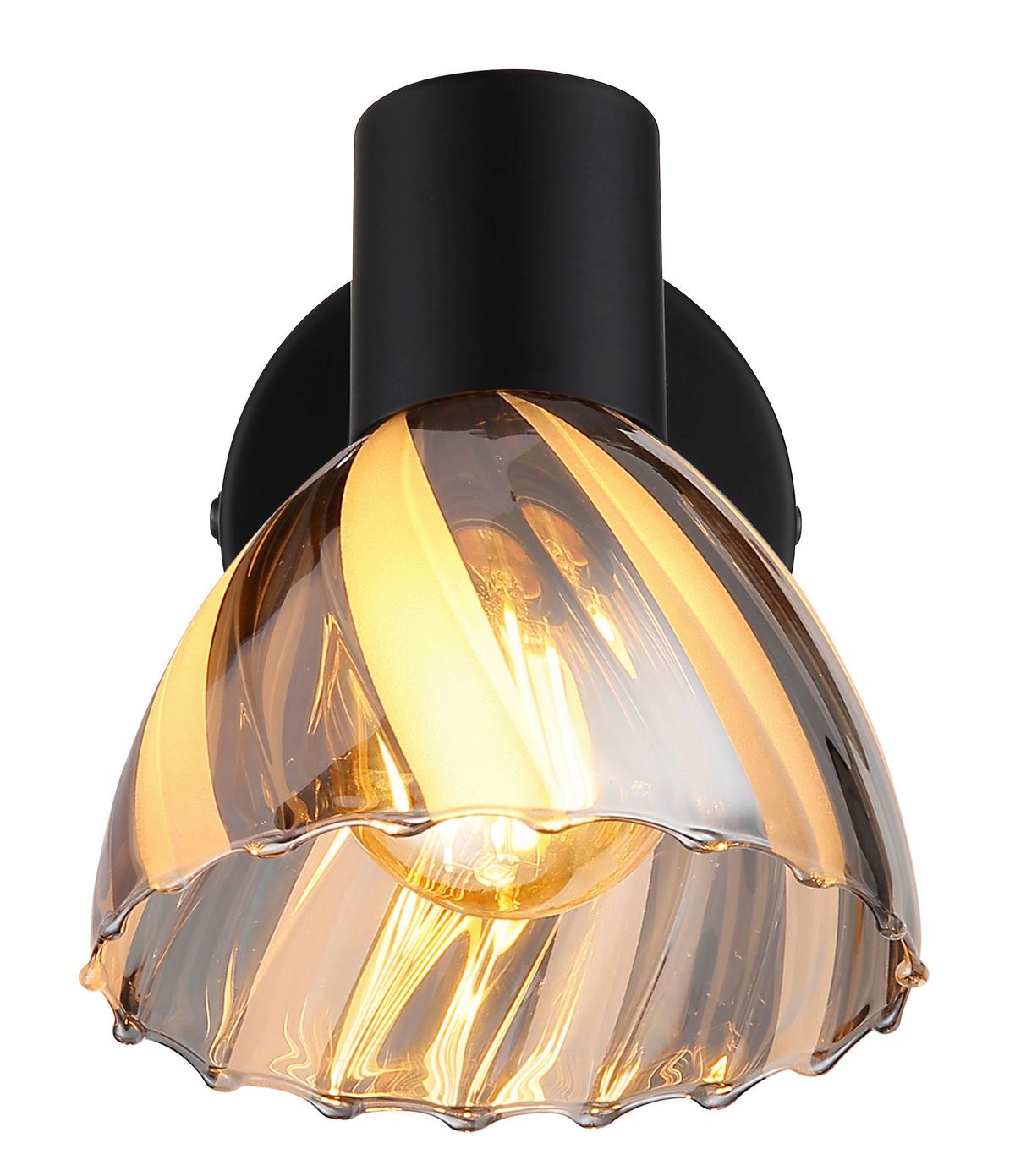 Strahler Zachery Grau Schwarz D: 10 cm - Schwarz/Grau, KONVENTIONELL, Glas/Metall (10/12,5cm) - Globo