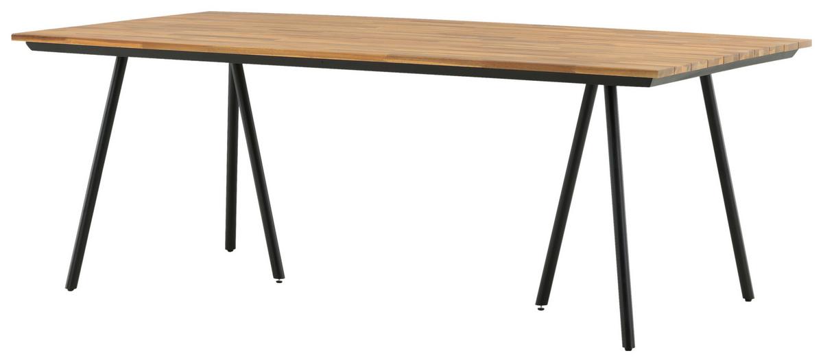 Gartentisch Chan - Schwarz/Teakfarben, KONVENTIONELL, Holz/Metall (200/100/74cm) - Gardenson