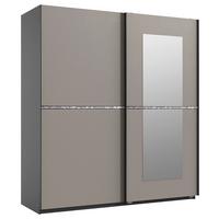 Schwebetürenschrank Dundee Graphitfarben B: 180 cm - Graphitfarben/Sahara, MODERN, Glas/Holzwerkstoff (180/198/64cm) - MID.YOU