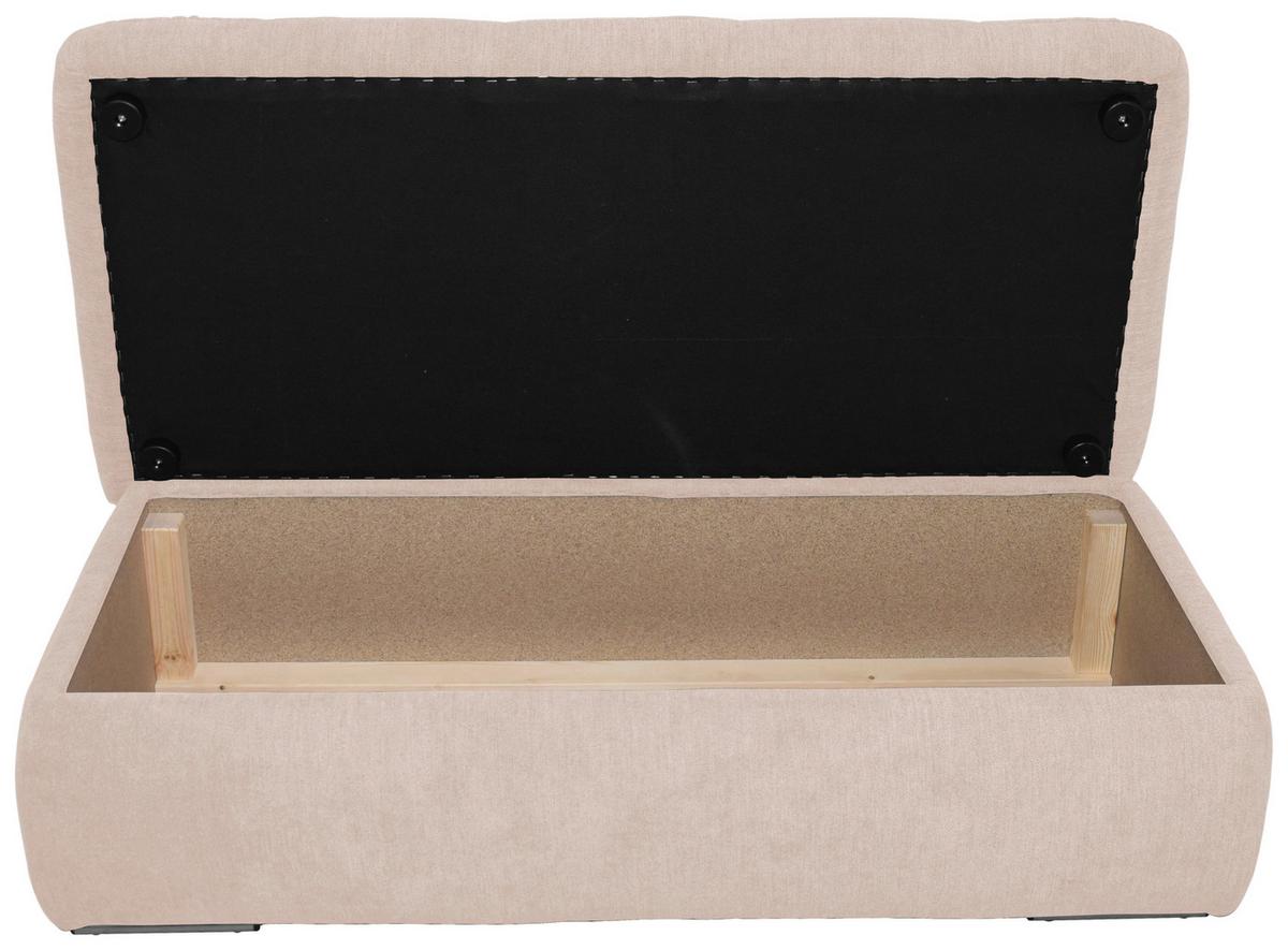 Hockerbank Moric Mikrofaser Beige H: 43 Cm Inkl. Stauraum - Chromfarben/Beige, KONVENTIONELL, Textil (136/43/64cm) - MID.YOU