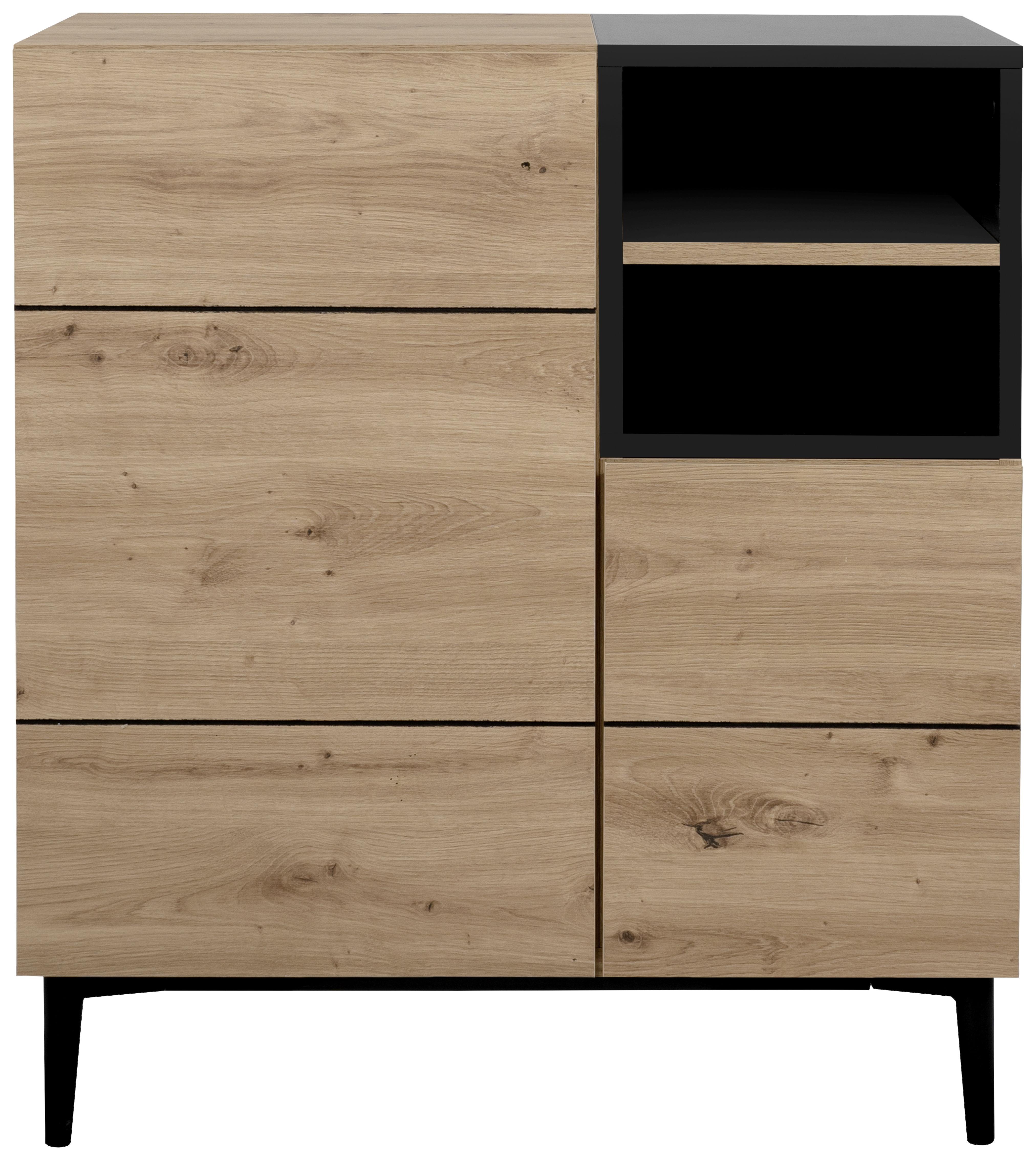 Elegante Kommode NOLA in Artisan Eiche & Schwarz