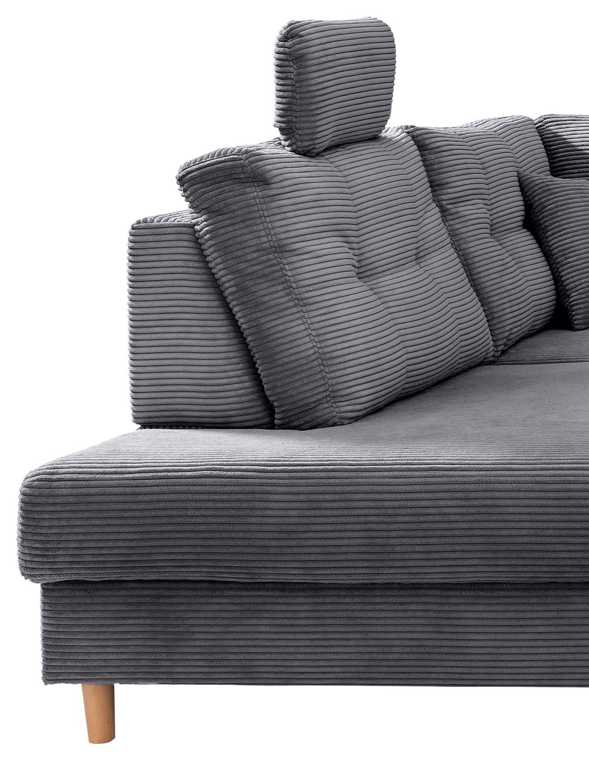 Wohnlandschaft Brizzini Grau S: 206x228x352 Cm - Naturfarben/Grau, MODERN, Textil (206/338-352/176cm) - Livetastic