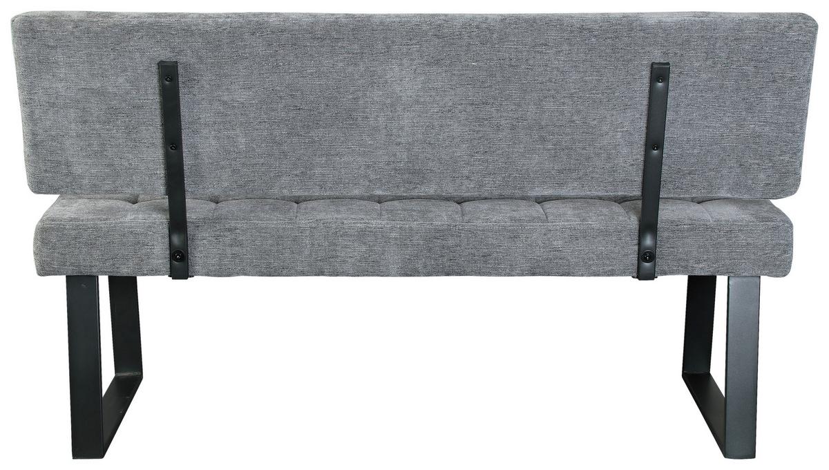 Sitzbank Volda - Hellgrau/Schwarz, MODERN, Textil/Metall (140/85/56cm) - MID.YOU