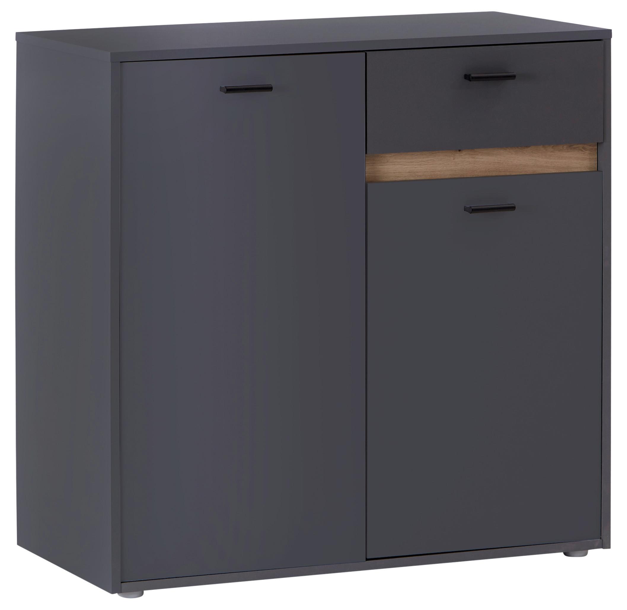 Kommode mit Bügelgriff B: 93,4 cm Slot 2t Dunkelgrau - Dunkelgrau, MODERN, Holzwerkstoff (93,4/90/40cm)