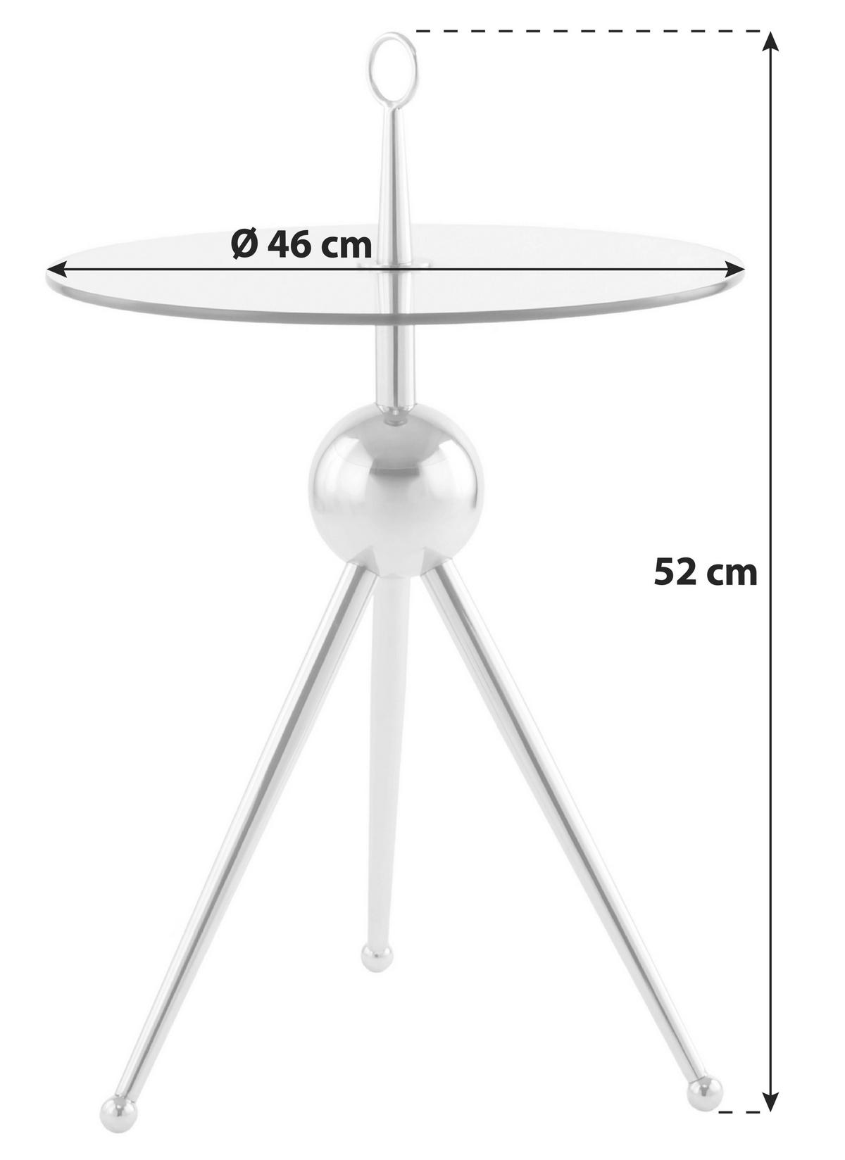 Beistelltisch Mit Glasplatte Rund Ontario, Klar/silber - Silberfarben, MODERN, Glas/Metall (46/46/52cm) - Kayoom