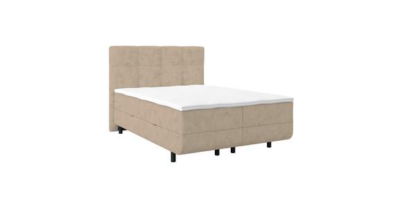 Polsterbett mit Matratze 140x200 London Beige - Beige/Schwarz, MODERN, Holzwerkstoff/Textil (140/200cm) - Luca Bessoni