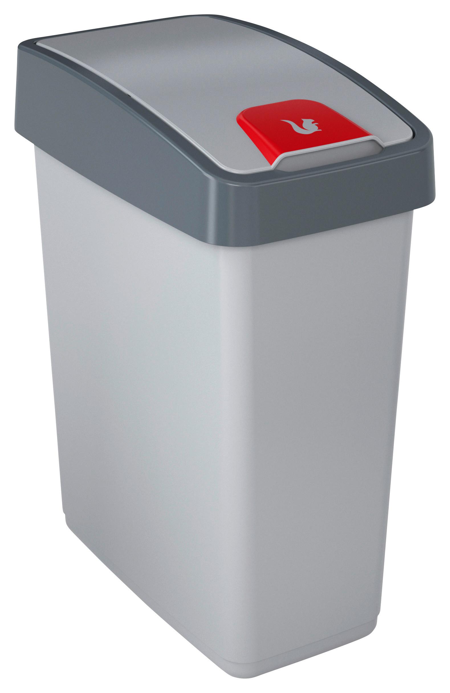Mülleimer Magne + Deckel 25 L Kunststoff Silber/grau - Silberfarben, KONVENTIONELL, Kunststoff (39,5/24/47,5cm)