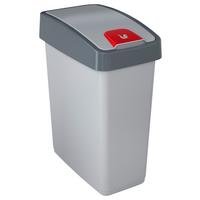 Mülleimer Magne + Deckel 25 L Kunststoff Silber/grau - Silberfarben, KONVENTIONELL, Kunststoff (39,5/24/47,5cm)