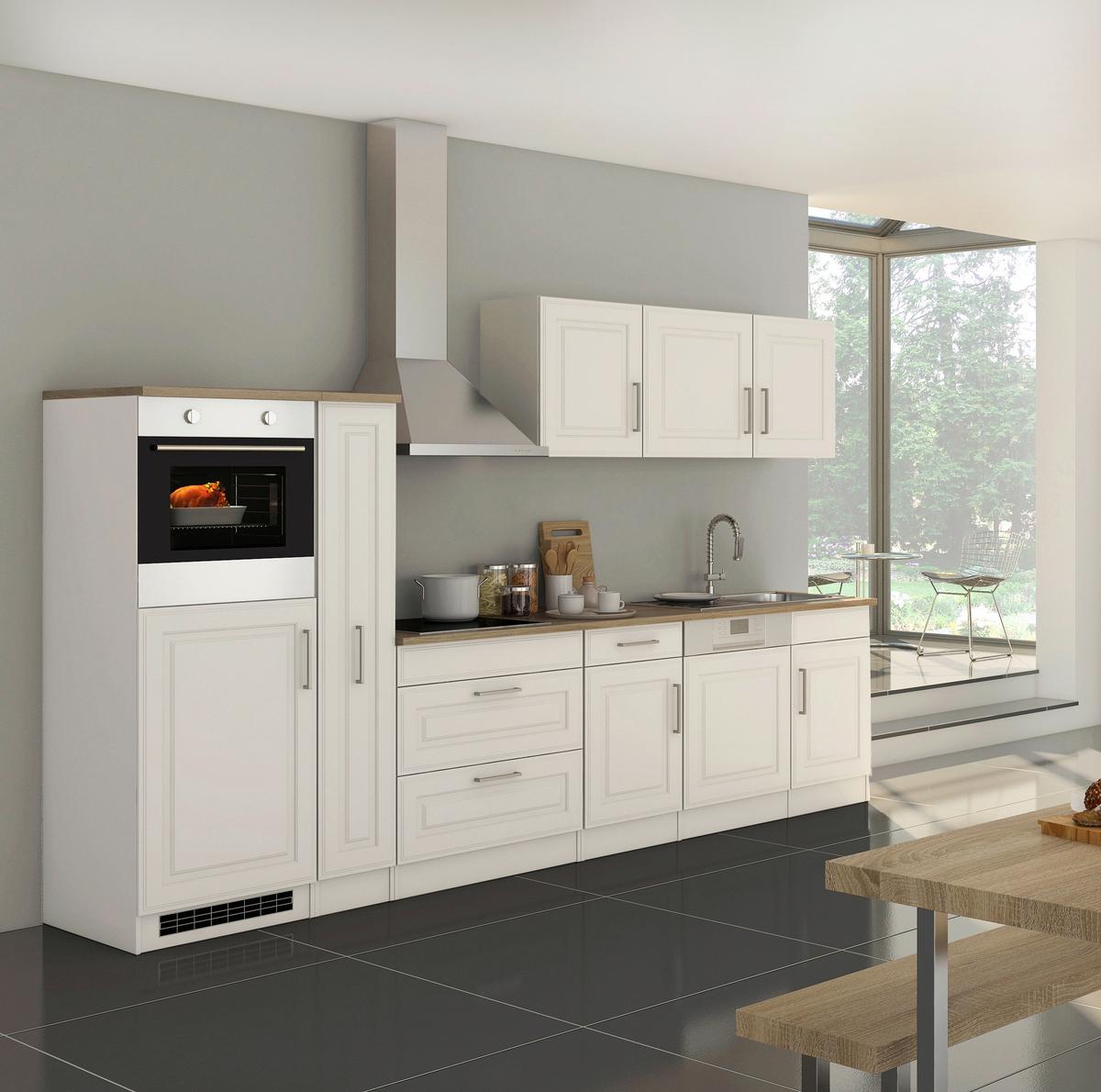 Küchenblock Rom Weiß B: 330 Cm - Weiß/Sonoma Eiche, MODERN, Holzwerkstoff (330cm) - Held