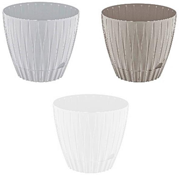 Blumentopf Leo - Hellbraun/Hellgrau, KONVENTIONELL, Kunststoff (14,5/13cm) - Luca Bessoni