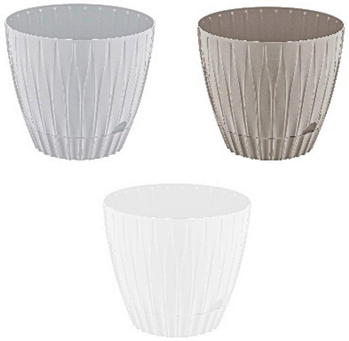 Blumentopf Leo - Hellbraun/Hellgrau, KONVENTIONELL, Kunststoff (14,5/13cm) - Luca Bessoni