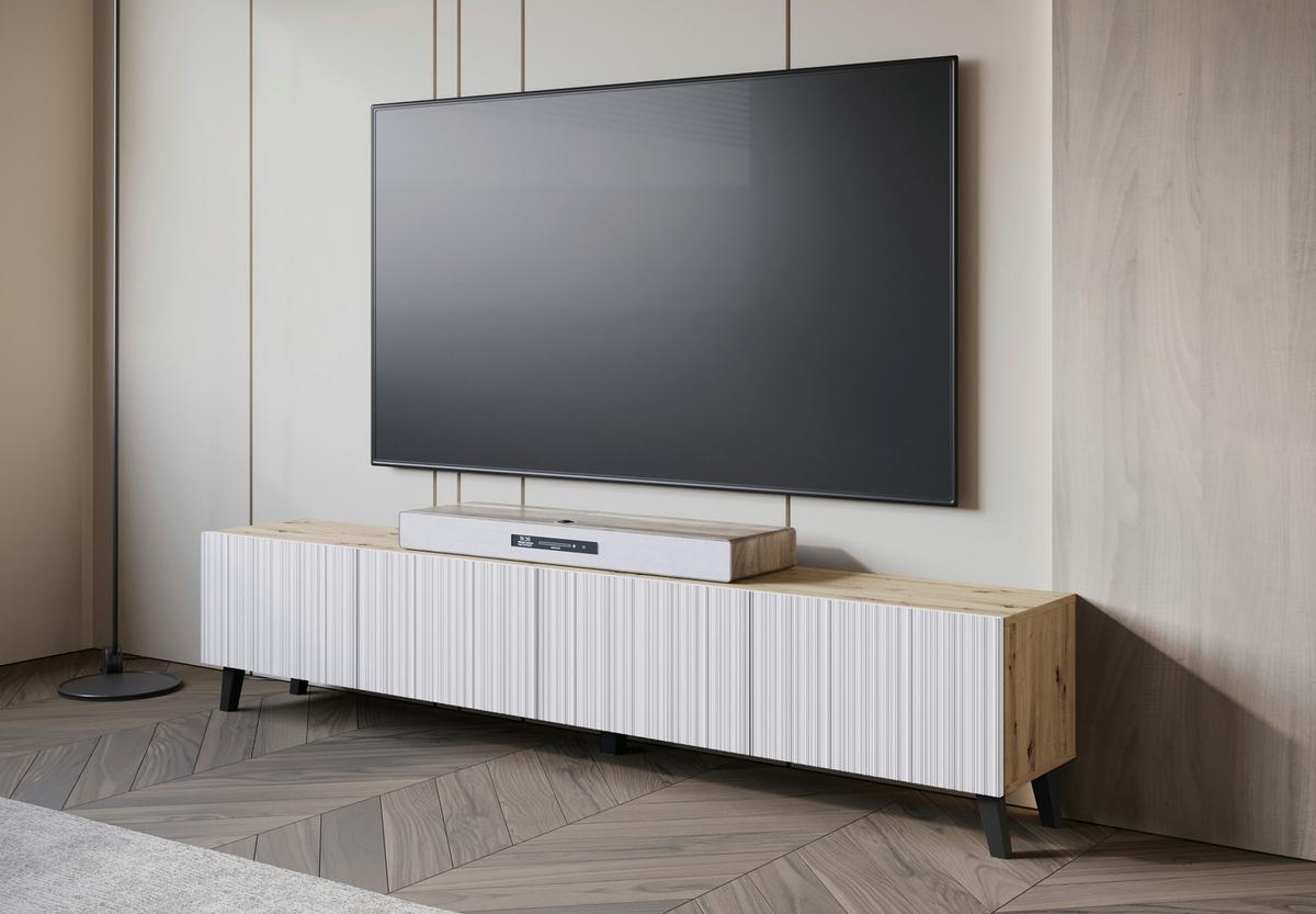NÍZKÁ KOMODA PHUKET 190 - bílá/černá, Trend, kompozitní dřevo/plast (190/40/32cm) - Livetastic