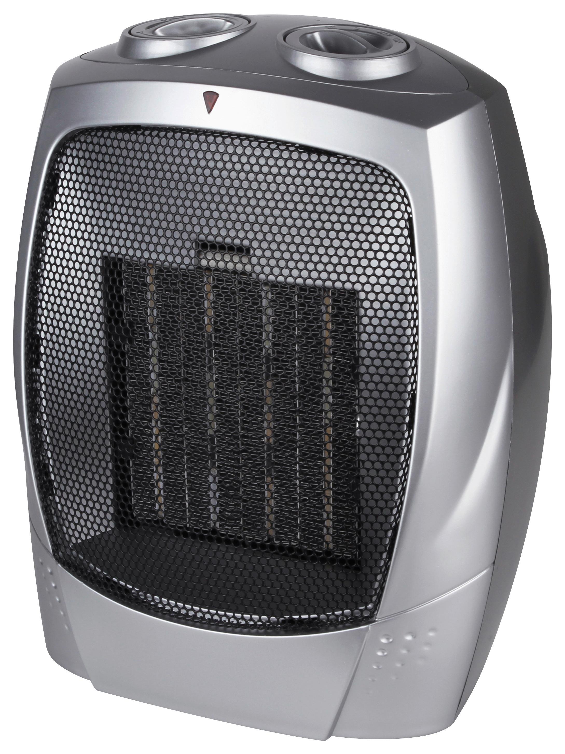 Heizstrahler Totm in Grau/Schwarz max. 750/1500W - šedá/černá, Konvenční, plast (18/13,5/23,5cm) - Insido