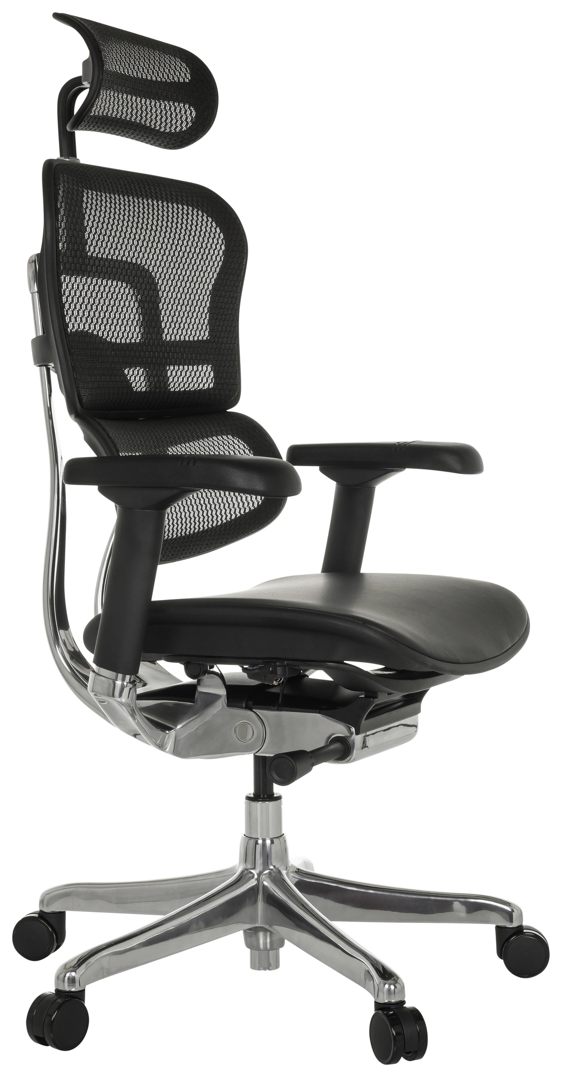 Drehstuhl Ergohuman Gen2 Schwarz B: 78 cm - Silberfarben/Schwarz, MODERN, Leder/Kunststoff (78/117 - 136/64cm) - MID.YOU