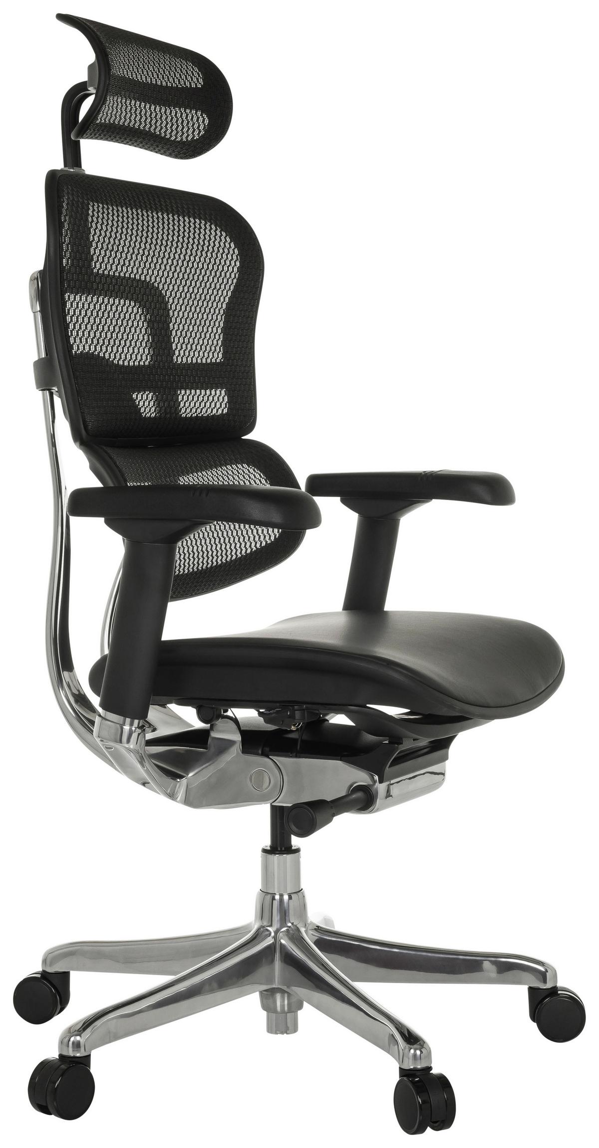 Drehstuhl Ergohuman Gen2 Schwarz B: 78 cm - Silberfarben/Schwarz, MODERN, Leder/Kunststoff (78/117 - 136/64cm) - MID.YOU