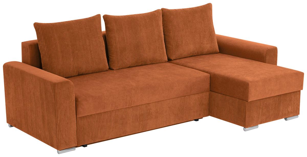 Ecksofa Diever Rostfarben S: 239x141 cm - Chromfarben/Rostfarben, Design, Textil (239/141cm) - Livetastic