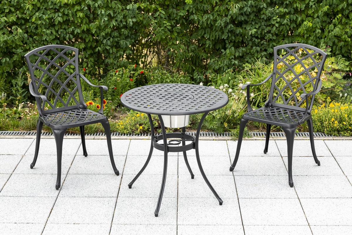 Gartentisch Ambia Metall L 70 cm - Graphitfarben, ROMANTIK / LANDHAUS, Metall (70/70/70cm) - Gardenson