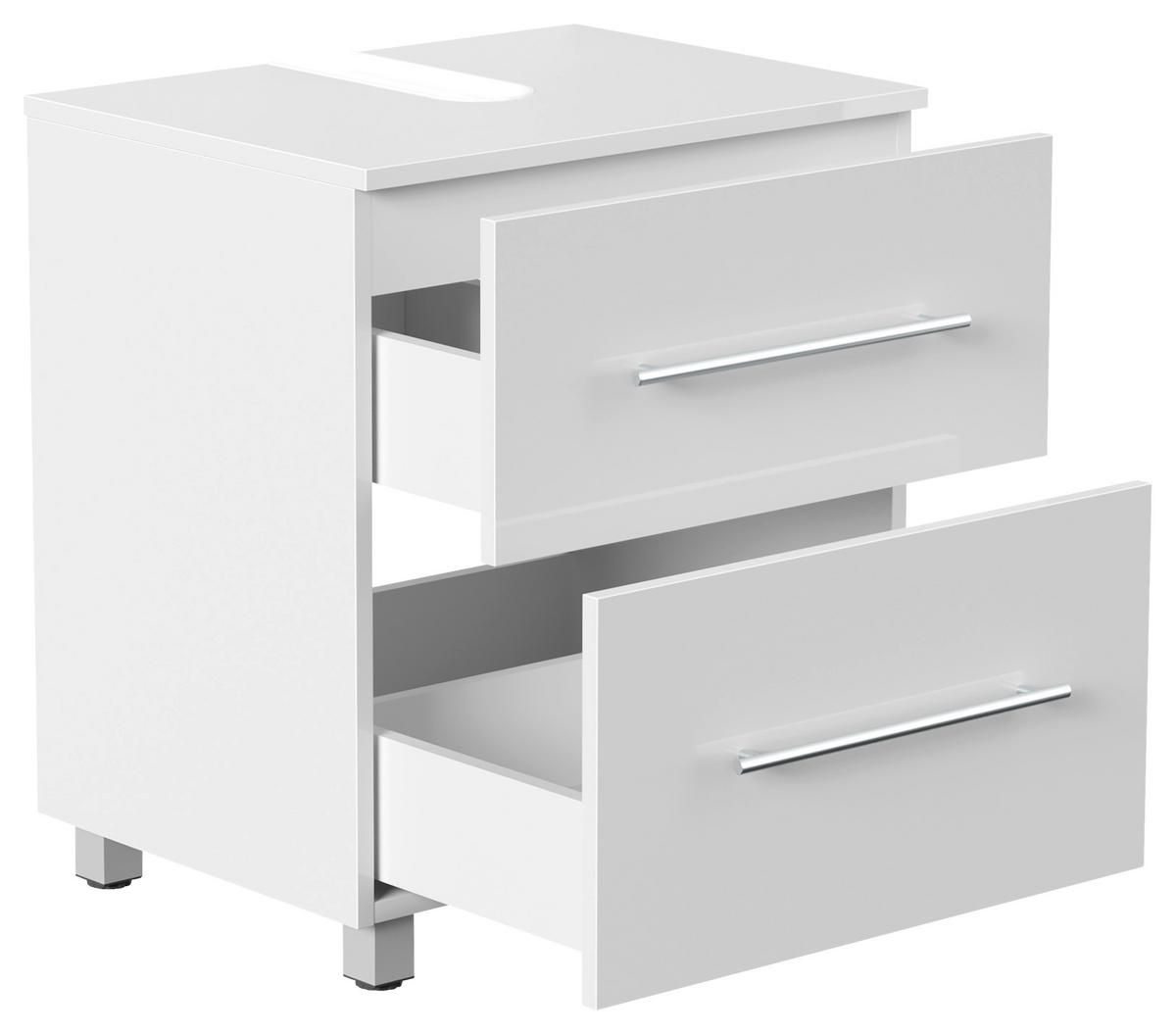 Waschbeckenunterschrank Mondial Weiß Hg B: 55 cm - Weiß Hochglanz, MODERN, Holzwerkstoff (55/63/41,6cm) - MID.YOU