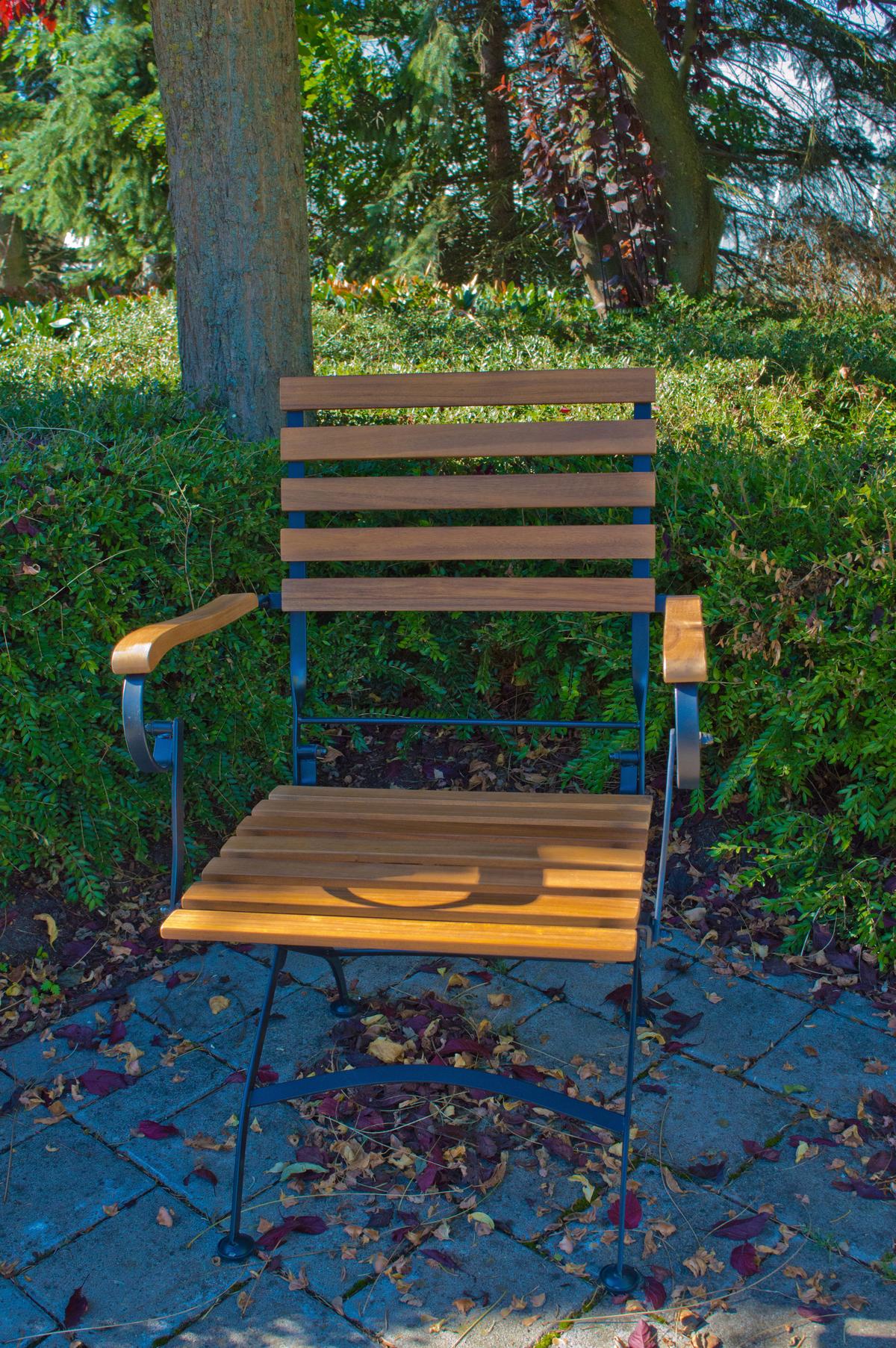 Gartengarnitur 3-Tlg. Lindau Echtholz / Metall - Anthrazit/Akaziefarben, Basics, Holz/Metall (80/75/80cm) - Gardenson