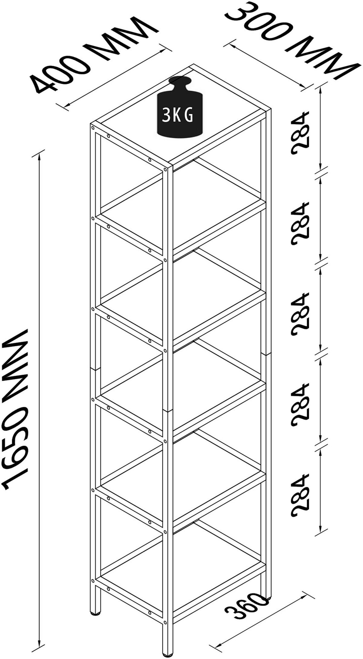 VITRÍNA VINALI M - černá, Design, kov/kompozitní dřevo (40/165/30cm) - MID.YOU