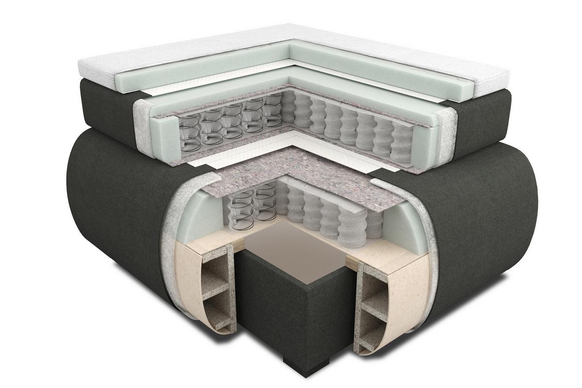 Postel Boxspring s topperem Bella, 180x200 - šedá/černá, Moderní, dřevo/textil (180/200cm) - Bessagi Home