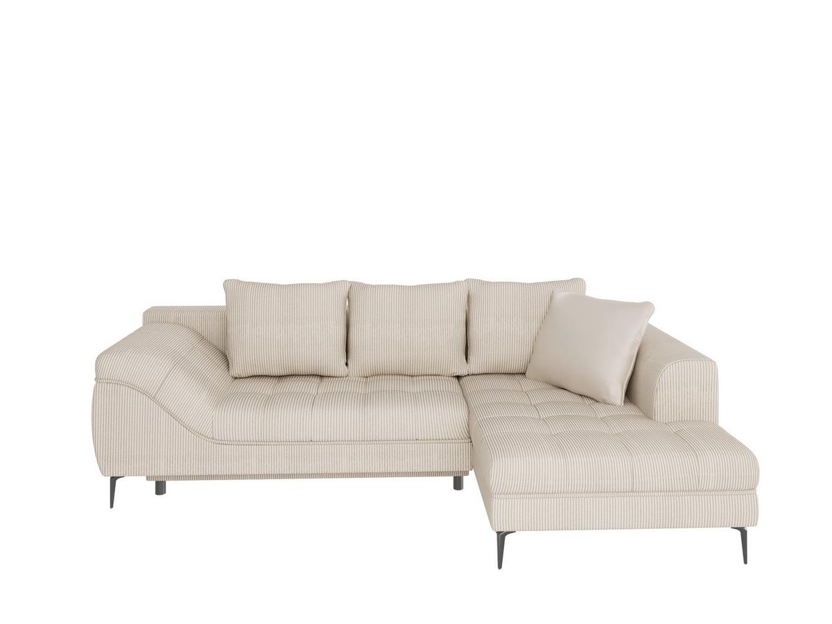 Ecksofa Welle Creme S: 177x276 Cm - Creme/Schwarz, Design, Textil (177/276cm) - MID.YOU