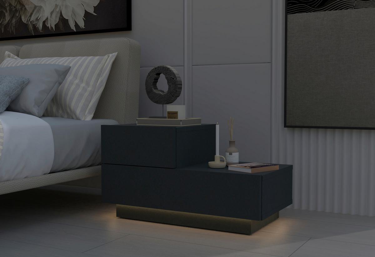 Nachttisch Kayra Anthrazit B: 70cm - Anthrazit, Design, Holzwerkstoff (70/39/30cm) - Livetastic
