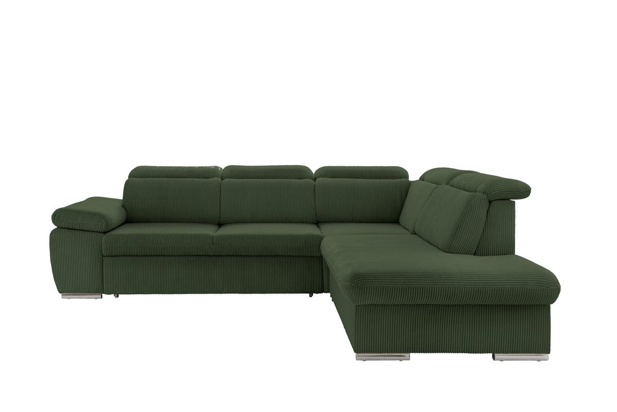 Ecksofa Vasto Dunkelgrün S: 283x228 cm - Chromfarben/Dunkelgrün, Design, Textil (283/228cm) - Livetastic