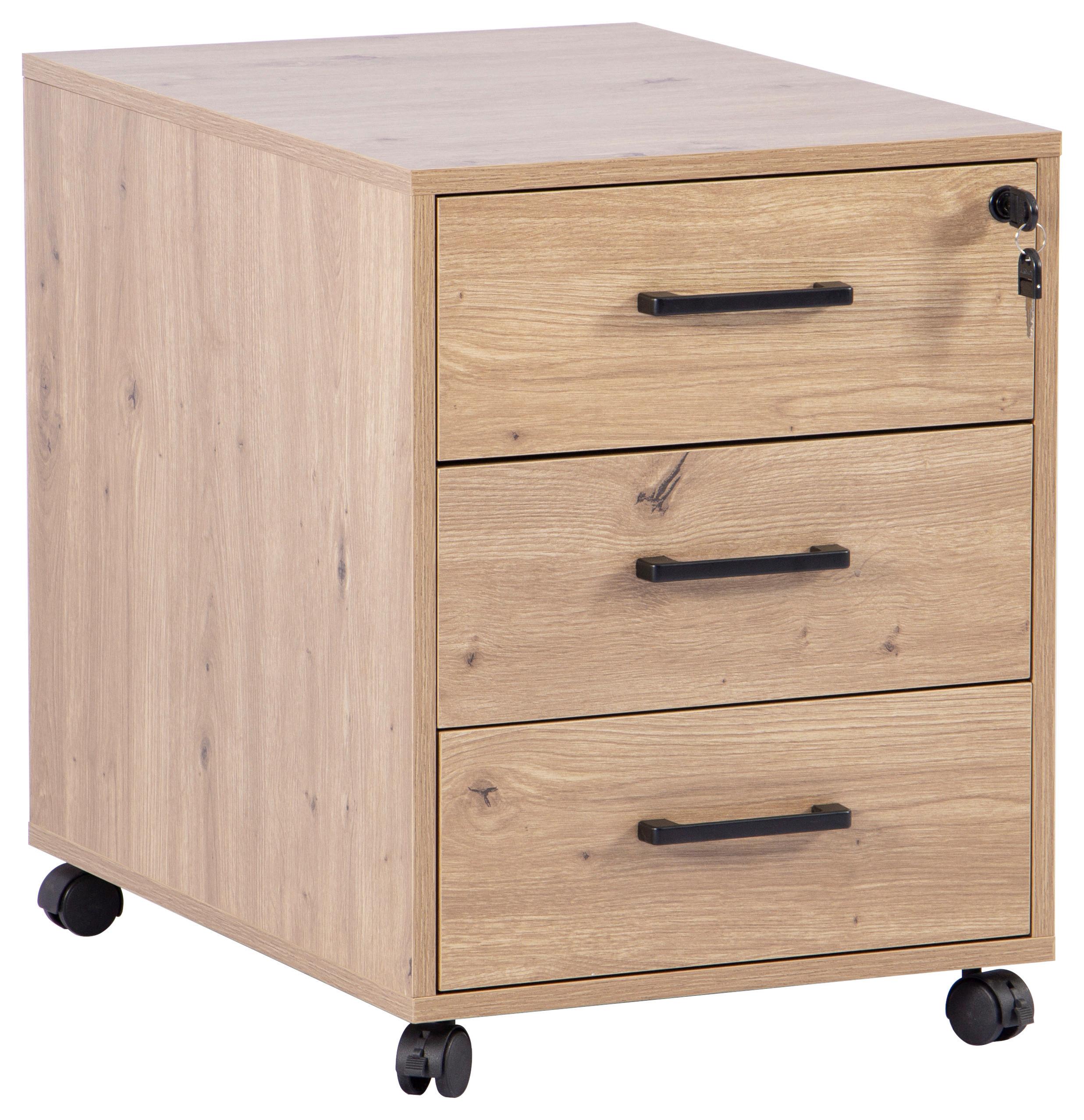 Rollcontainer Anton Eiche Artisan B: 43 cm - Eiche Artisan, MODERN, Holzwerkstoff/Kunststoff (43/56/60cm) - Livetastic