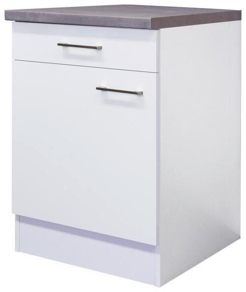 Spodná kuchynská skrinka Neo biela - biela/farba ušľachtilej ocele, Modern, kov/kompozitné drevo (60/86/60cm) - FlexWell