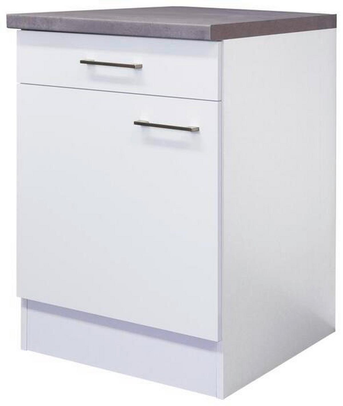 Kuchyňská spodní skříňka Neo bílá - bílá/barvy nerez oceli, Moderní, kov/kompozitní dřevo (60/86/60cm) - FlexWell