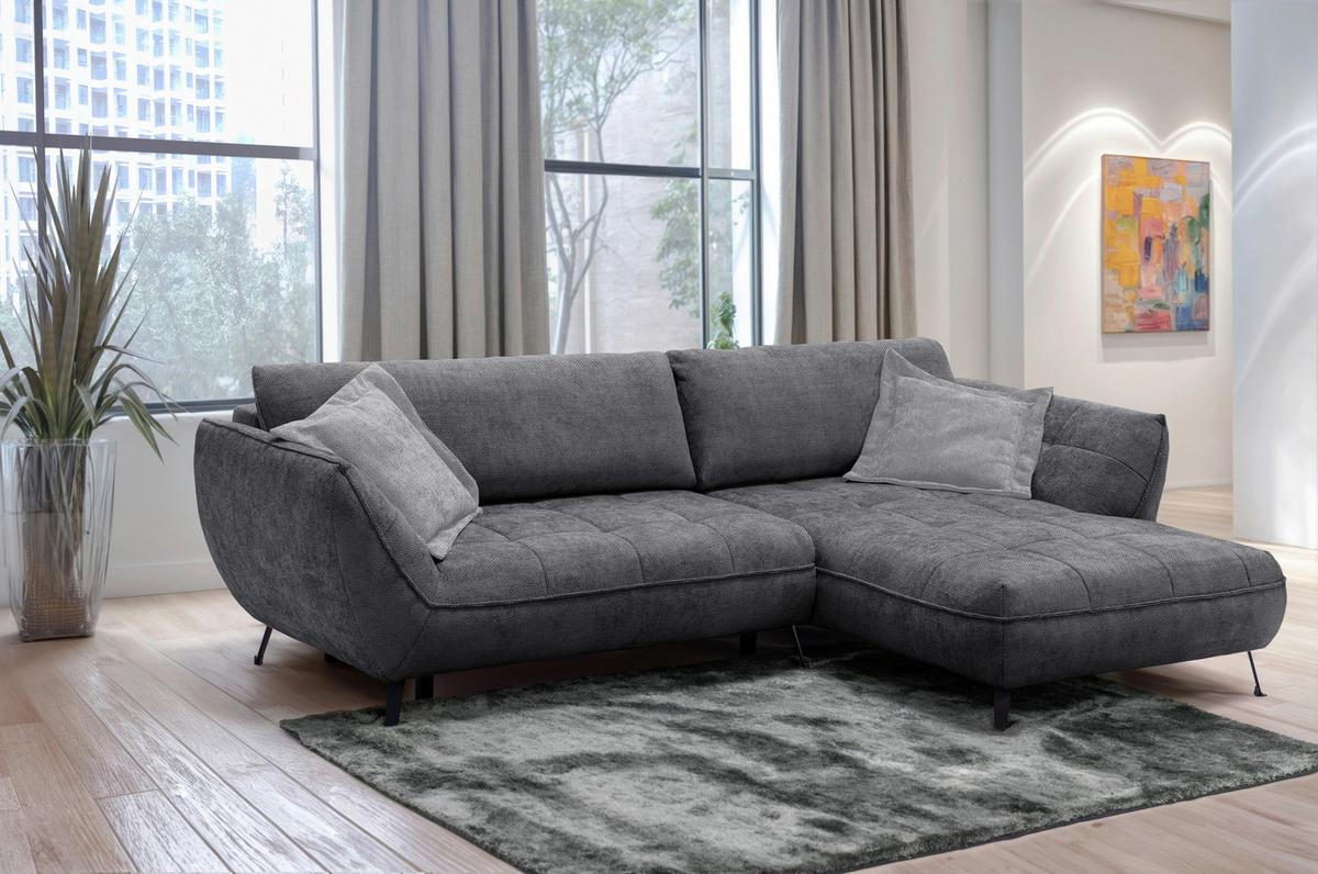 Ecksofa Samoa Anthrazit S: 282x187 cm - Anthrazit/Schwarz, Design, Textil (282/187cm) - Livetastic