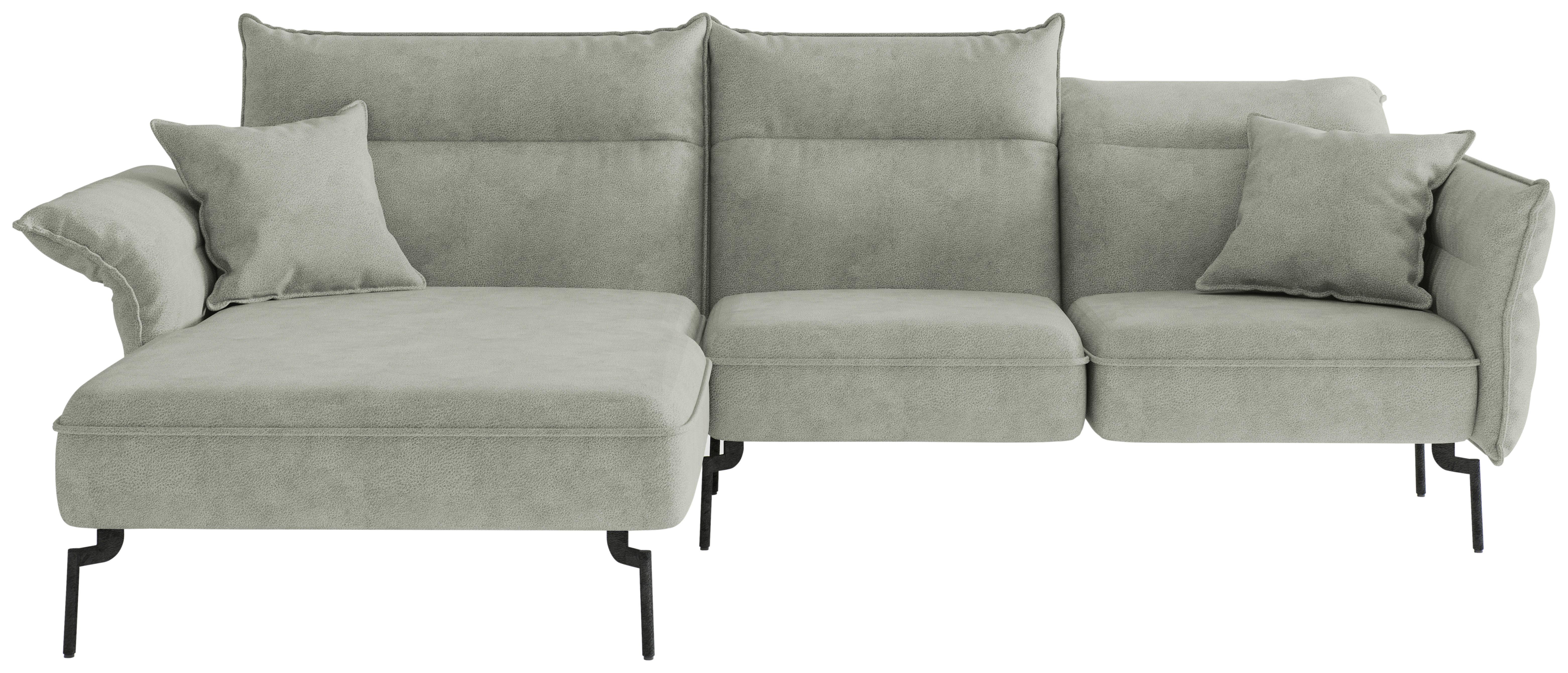 Ecksofa Jakarta - Edelstahlfarben/Hellgrau, Design, Textil (185/265cm) - Livetastic