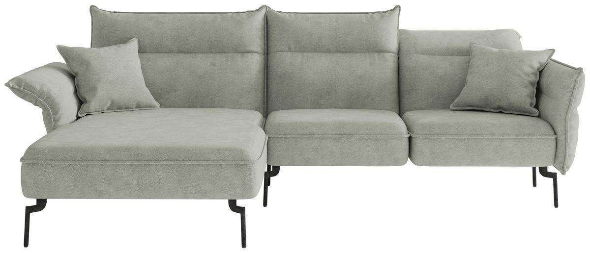 Ecksofa Jakarta - Edelstahlfarben/Hellgrau, Design, Textil (185/265cm) - Livetastic