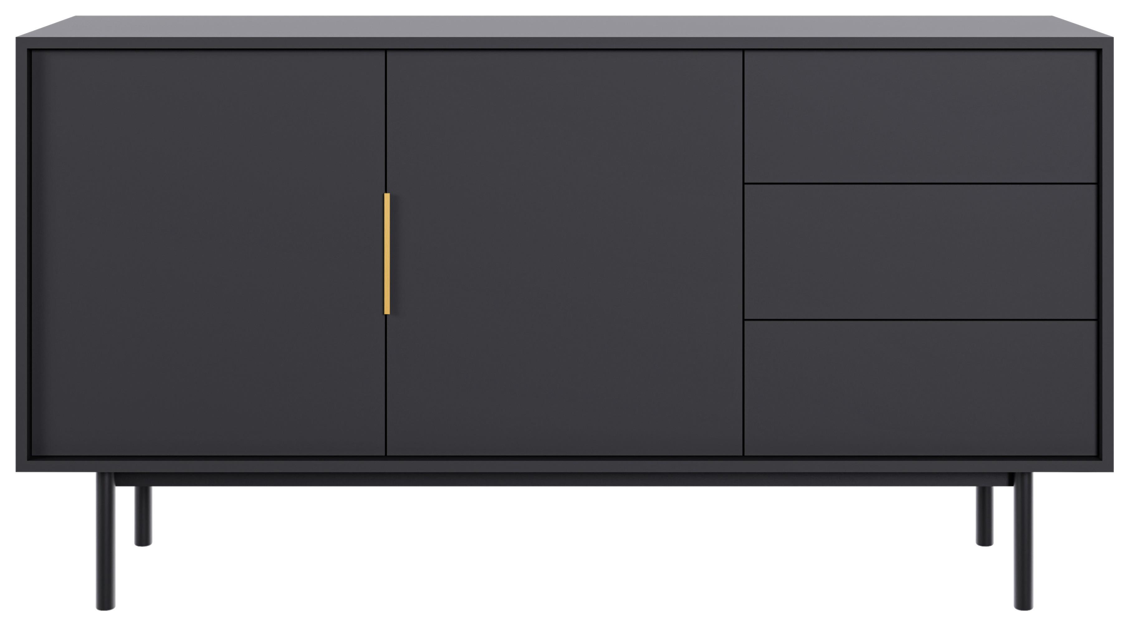 Komoda AVIV - čierna/zlatá, Design, kov/kompozitné drevo (154/82/39cm) - MID.YOU