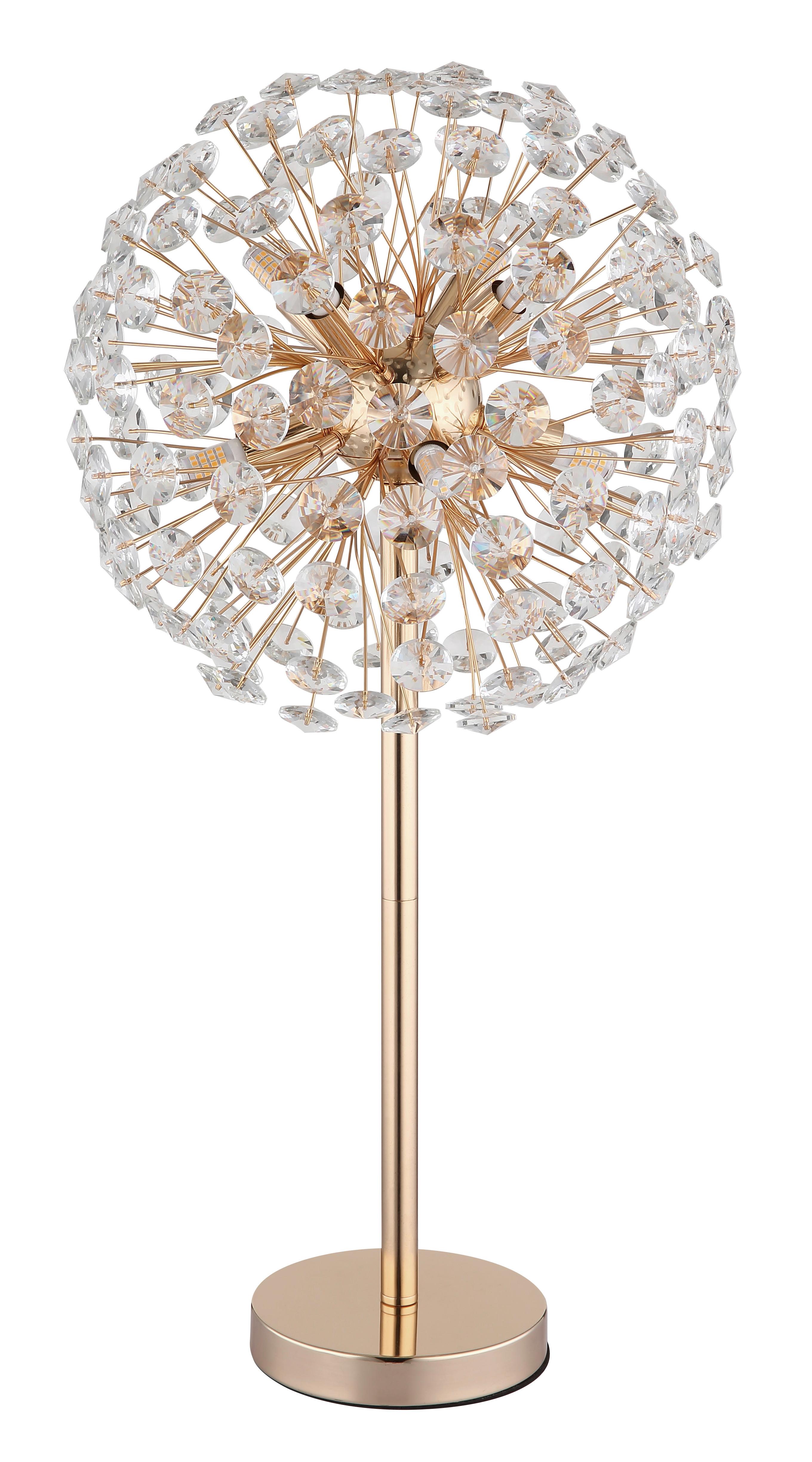 Kristály Asztali Lámpa 64135t   Katrina - aranyszínű/áttetsző, Lifestyle, műanyag/üveg (35/65cm) - Globo